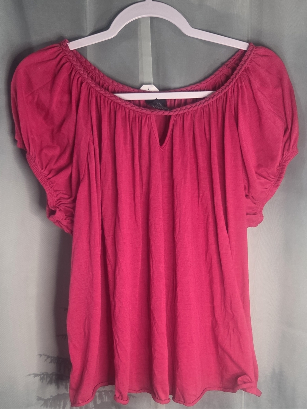 Faded Glory Hot Pink Short Sleeve Peasant Top
